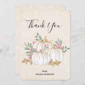 White en Gold Pumpkins Waterverf Hartelijk dank Bedankkaart (Voorkant / Achterkant)