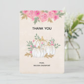 White en Gold Pumpkins Waterverf Hartelijk dank Bedankkaart (Staand voorkant)