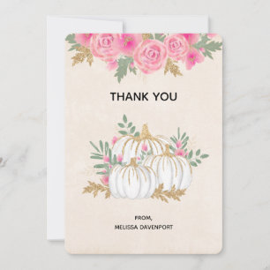 White en Gold Pumpkins Waterverf Hartelijk dank Bedankkaart