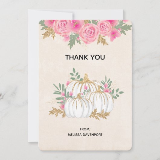White en Gold Pumpkins Waterverf Hartelijk dank Bedankkaart (Voorkant)