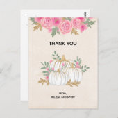 White en Gold Pumpkins Waterverf Hartelijk dank Briefkaart (Voorkant / Achterkant)