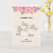 White en Gold Pumpkins Waterverf Hartelijk dank Kaart (Gele Bloem)