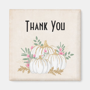 White en Gold Pumpkins Waterverf Hartelijk dank Magneet