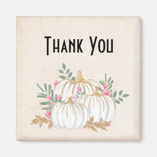 White en Gold Pumpkins Waterverf Hartelijk dank Magneet (Voorkant)