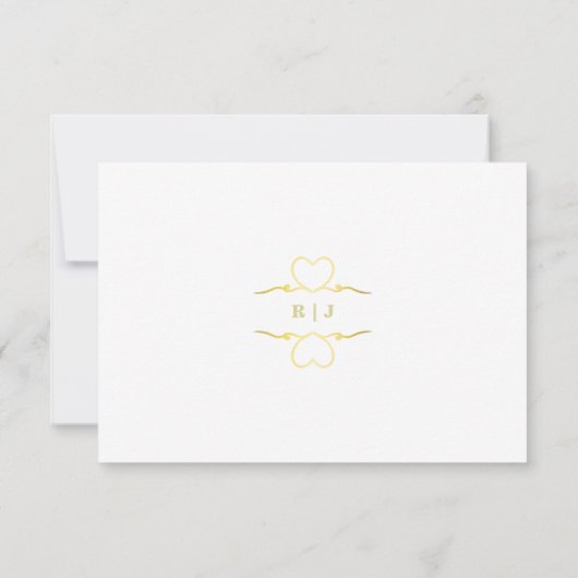 White en Gold RSVP-kaart RSVP Kaartje (Achterkant)