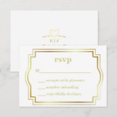 White en Gold RSVP-kaart RSVP Kaartje (Voorkant / Achterkant)