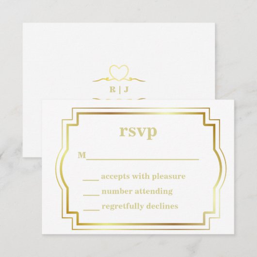 White en Gold RSVP-kaart RSVP Kaartje (Voorkant / Achterkant)