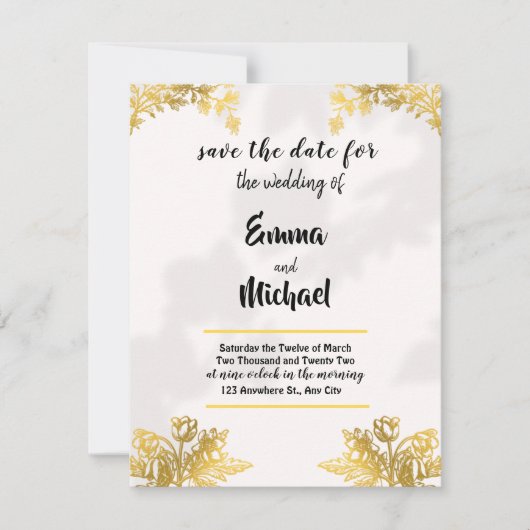 White en Gold Simple Elegant bruiloft-uitnodiging RSVP Kaartje (Voorkant)