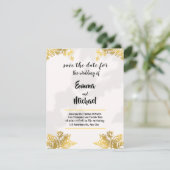 White en Gold Simple Elegant bruiloft-uitnodiging RSVP Kaartje (Staand voorkant)