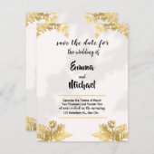 White en Gold Simple Elegant bruiloft-uitnodiging RSVP Kaartje (Voorkant / Achterkant)