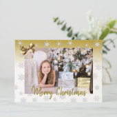 White en Gold Snowflakes Elegant Kerstmis Kaart (Staand voorkant)