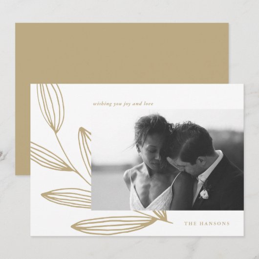 White en Gold Sprout Photo Holiday Card Feestdagenkaart (Voorkant / Achterkant)