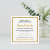 White en Gold Square Bat Mitzvah Invitation Kaart (Staand voorkant)