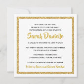 White en Gold Square Bat Mitzvah Invitation Kaart (Voorkant)
