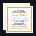 White en Gold Square Bat Mitzvah Invitation Kaart<br><div class="desc">Deze trendy uitnodiging Bat Mitzvah kenmerkt mousserende faux glitter gelaagd tegen een stevige kleurenachtergrond. Gebruik het formulier sjabloon om je eigen gegevens toe te voegen. De functie "Aanpassen" kan worden gebruikt om de lettertypestijl,  -kleur en -indeling te wijzigen.</div>
