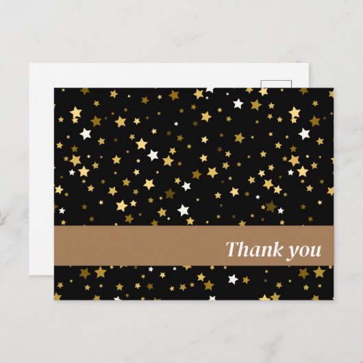 White en Gold Stars Hartelijk dank Briefkaart (Voorkant / Achterkant)