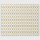 White en Gold Tones Ikat Quatrefoil Patroon Cadeaupapier (Vlak)