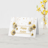 White en Golden Easter Eggs Greeting Kaart (Gele Bloem)