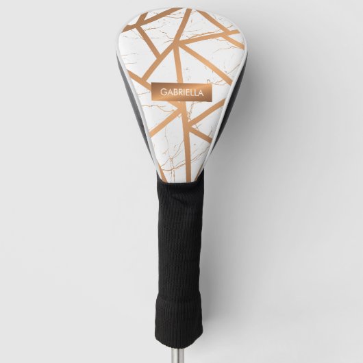 White en Golden Marble Golfheadcover (Voorkant)