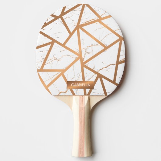 White en Golden Marble Tafeltennisbatje (Voorkant)