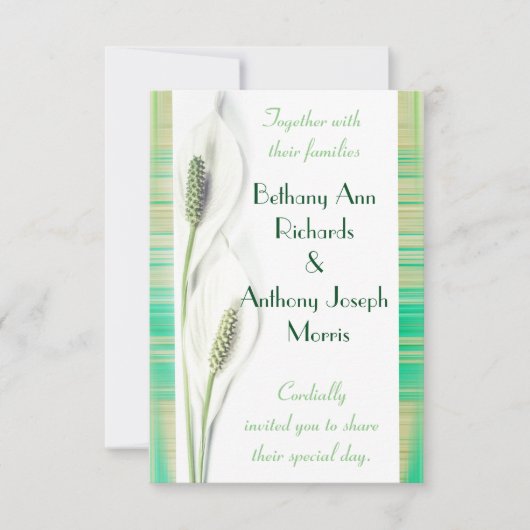 White en Green Calla Lily Wedding Kaart (Voorkant)