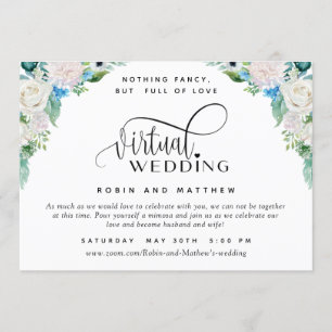 White en Green Floral Online Virtual Wedding Kaart