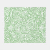 White en Green Floral Paisley Pattern Fleece Deken (Voorkant (Horizontaal))