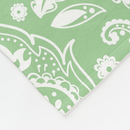 White en Green Floral Paisley Pattern Fleece Deken (Hoek)