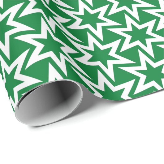 White en Green Geometric Star Pattern Cadeaupapier (Rol Hoek)
