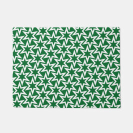 White en Green Geometric Star Pattern Deurmat