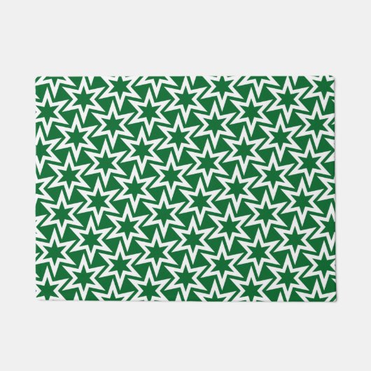 White en Green Geometric Star Pattern Deurmat (Voorkant)