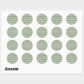 WHite en Green Modern Pinstripes Pattern Ronde Sticker (Vel)