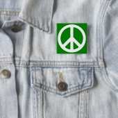 White en Green Peace Symbol Vierkante Button 5,1 Cm (In situ)