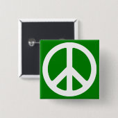 White en Green Peace Symbol Vierkante Button 5,1 Cm (Voorkant /achterkant)