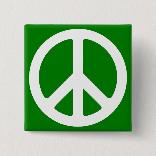 White en Green Peace Symbol Vierkante Button 5,1 Cm (Voorkant)