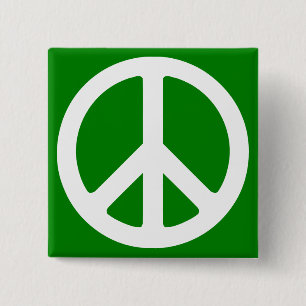 White en Green Peace Symbol Vierkante Button 5,1 Cm