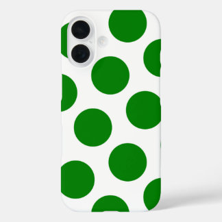 White en Green Polka Dot Pattern iPhone 16 Hoesje