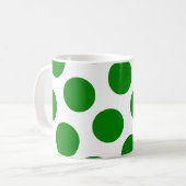 White en Green Polka Dot Pattern Koffiemok (Voorkant links)