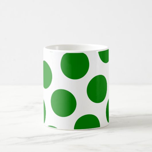 White en Green Polka Dot Pattern Koffiemok (Center)