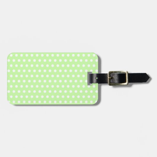 White en Green Polka Dot Pattern. Spottig. Bagagelabel (Voorkant horizontaal)