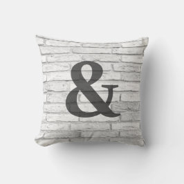 White en Grey Brick Country Ampersand Kussen