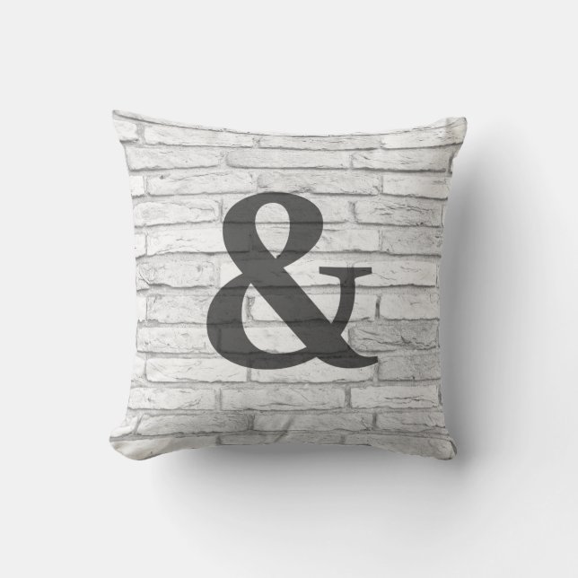 White en Grey Brick Country Ampersand Kussen (Voorkant)