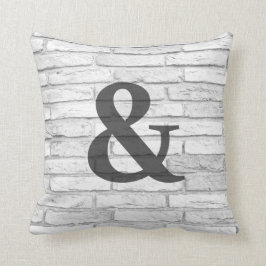 White en Grey Brick Country Ampersand Kussen