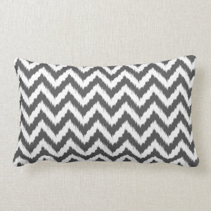 White en Grey Chevron Ikat Pattern Kussen