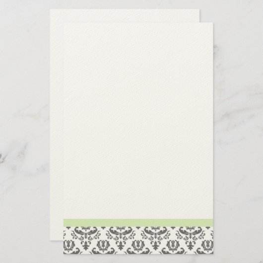 White en Grey Damask Pattern Stationery Briefpapier (Voorkant / Achterkant)