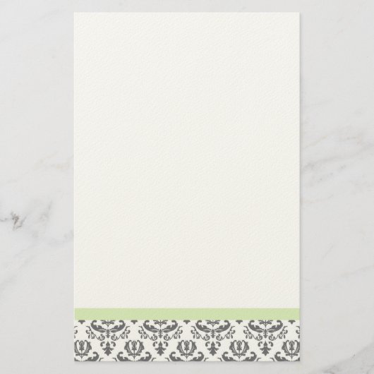 White en Grey Damask Pattern Stationery Briefpapier (Voorkant)