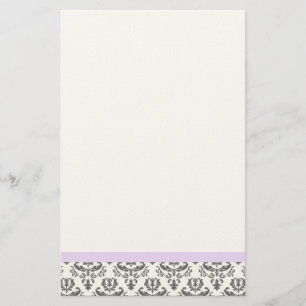 White en Grey Damask Pattern Stationery Briefpapier