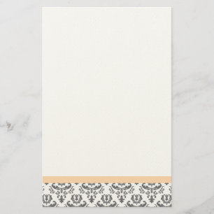 White en Grey Damask Pattern Stationery Briefpapier
