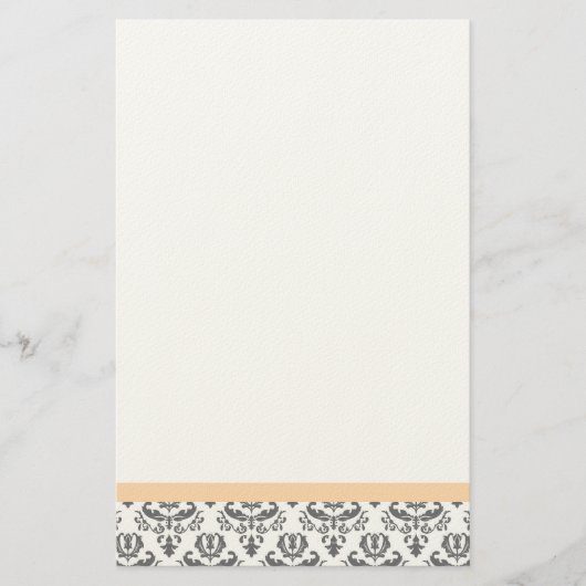 White en Grey Damask Pattern Stationery Briefpapier (Voorkant)