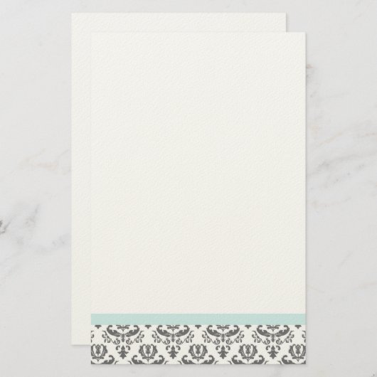 White en Grey Damask Pattern Stationery Briefpapier (Voorkant / Achterkant)